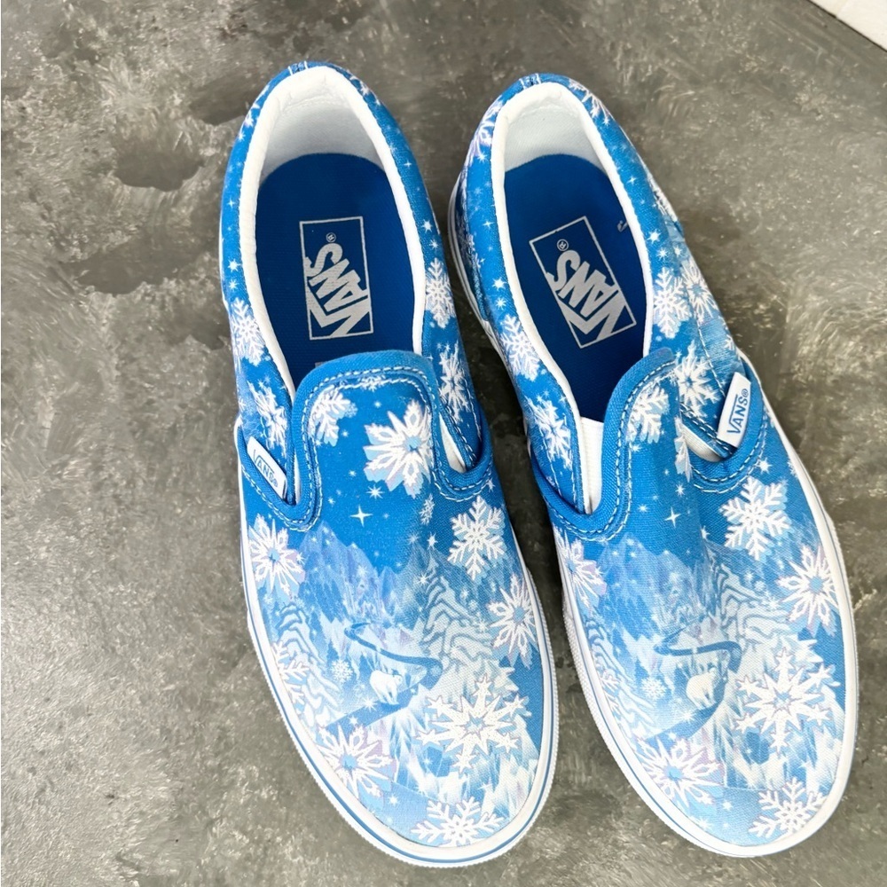Vans Classic Slip-On sneakers Snowflakes Winter Wonderland Blue kids 2.5 new - Picture 4 of 7